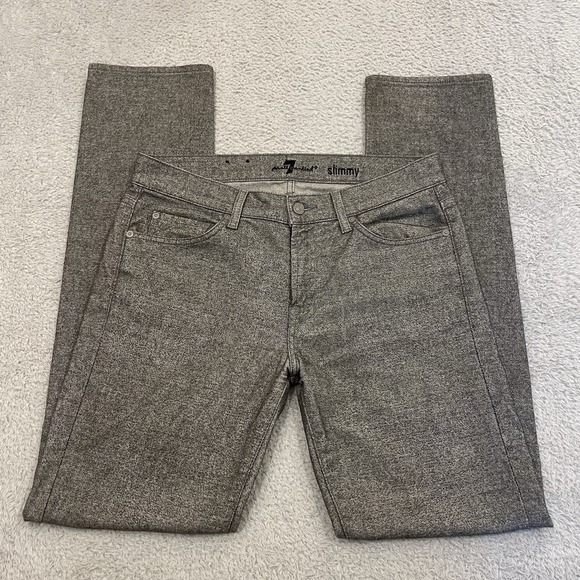 7 For All Mankind Slimmy Jeans Mens 32x33 Gray Straight Stretch EUC - Picture 1 of 15